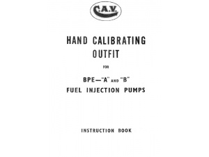 BPE Injection Pump Hand Calibration Manual 